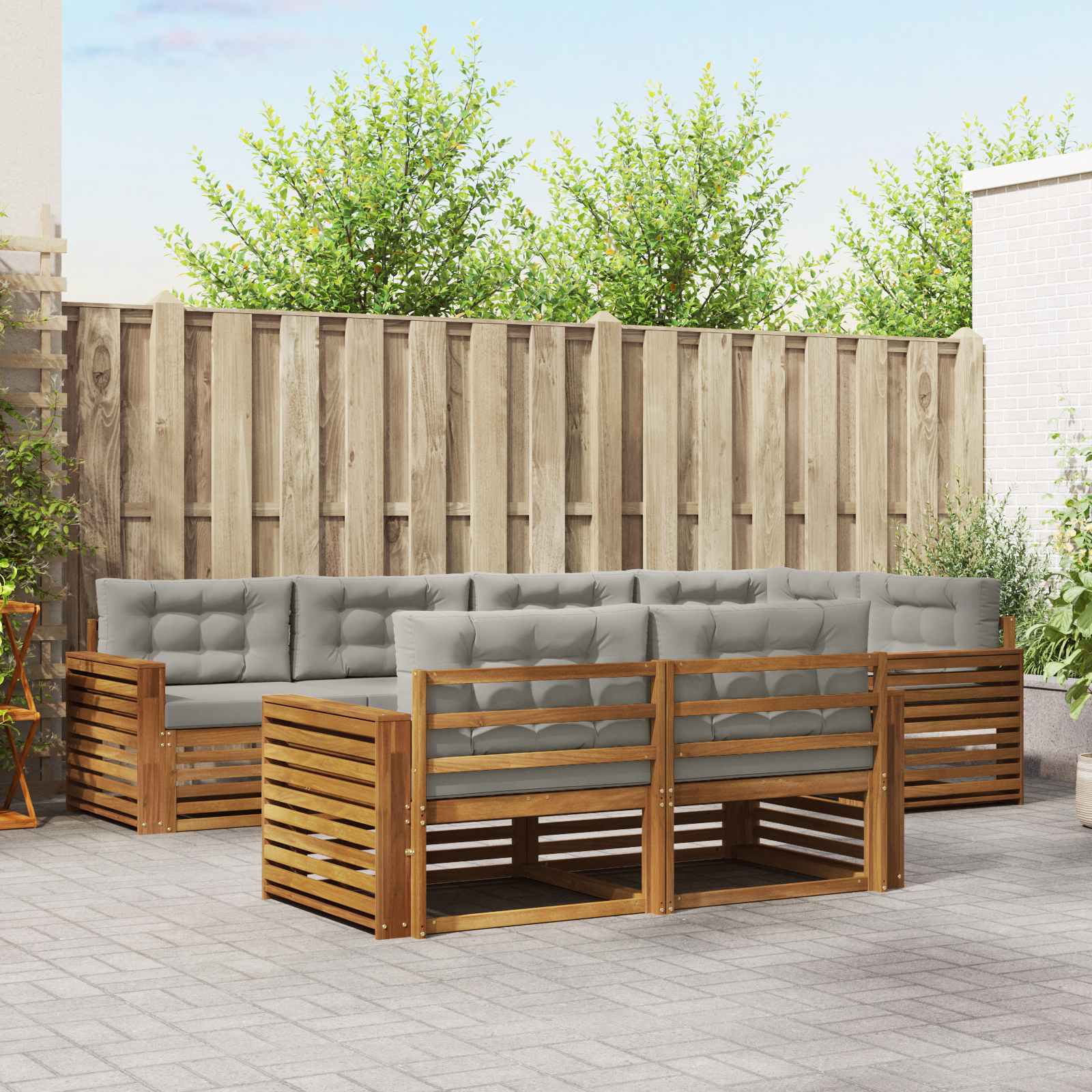 Conjunto de sofás de exterior 7 pcs Blanco y Antracita