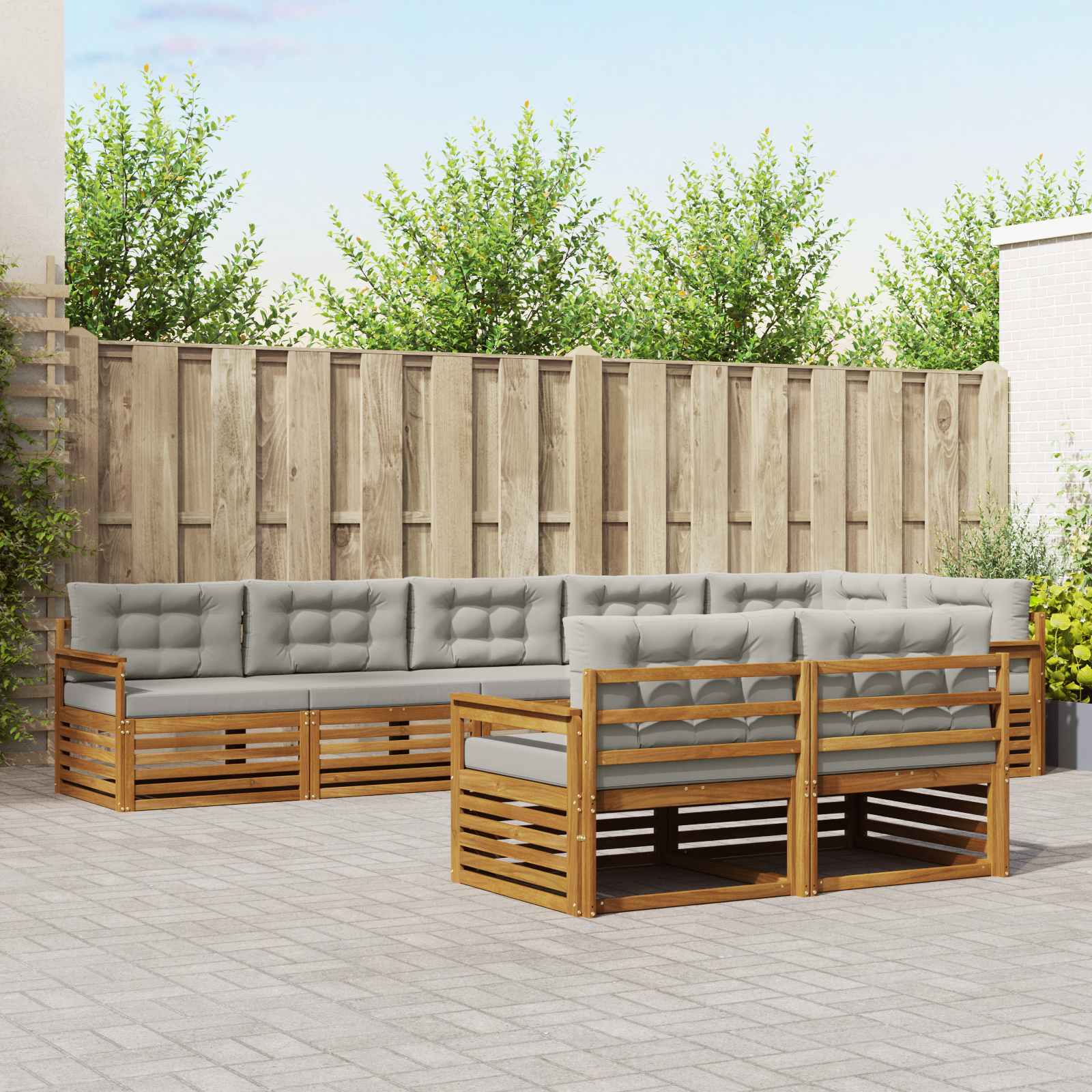 Conjunto de sofás de exterior 8 pcs Blanco y Antracita