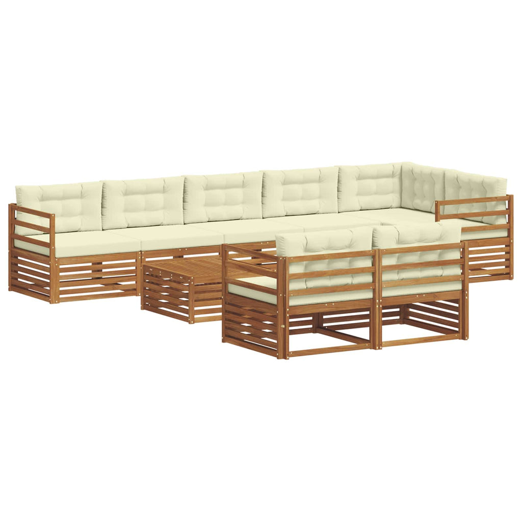 Conjunto de sofás de exterior con cojín 9 pcs Natural y Crema