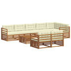 Conjunto de sofás de exterior con cojín 9 pcs Natural y Crema