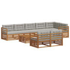 Conjunto de sofás de exterior 9 pcs Gris Natural y Claro