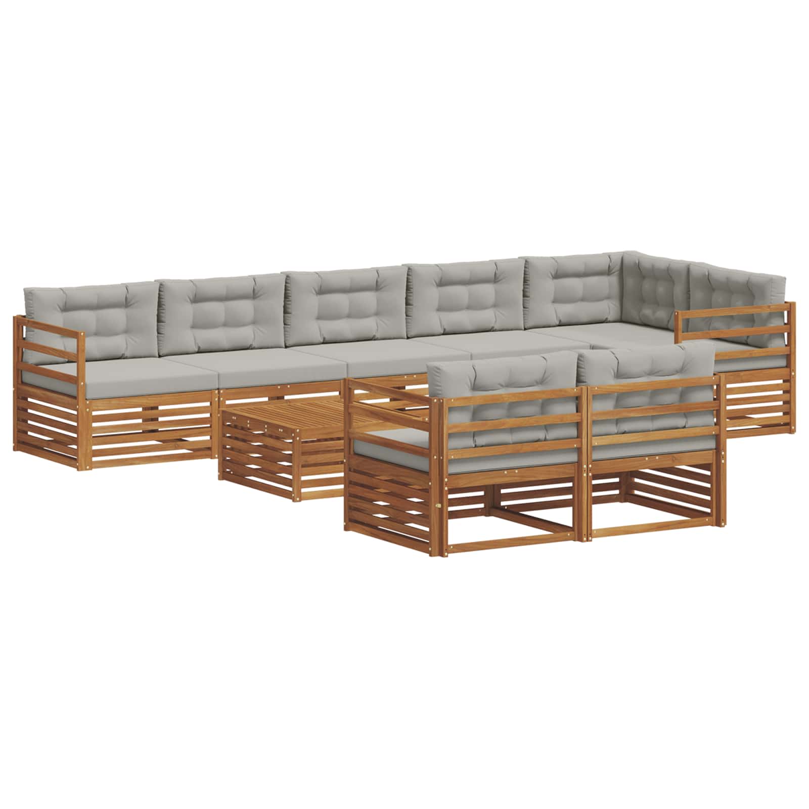 Conjunto de sofás de exterior 9 pcs Gris Natural y Claro