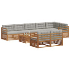 Conjunto de sofás de exterior 9 pcs Gris Natural y Claro