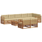 Conjunto de sofás de exterior con cojín 9 pcs Natural y Beige