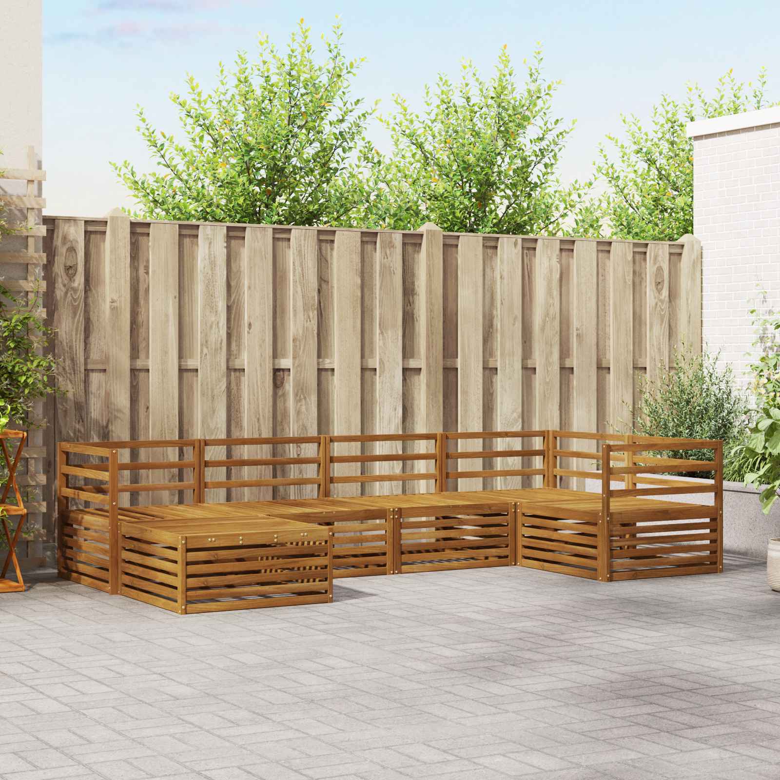 Conjunto de sofás de exterior 6 pcs Natural