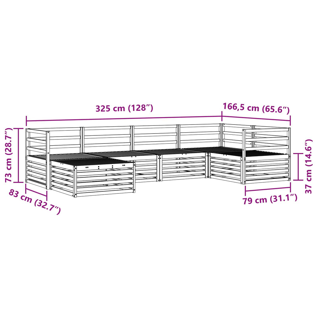 Conjunto de sofás de exterior 6 pcs Natural