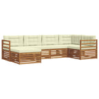 Conjunto de sofás de exterior con cojín 6 pcs Natural y Crema