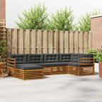 Conjunto de sofás de exterior 6 pcs Natural y Antracita