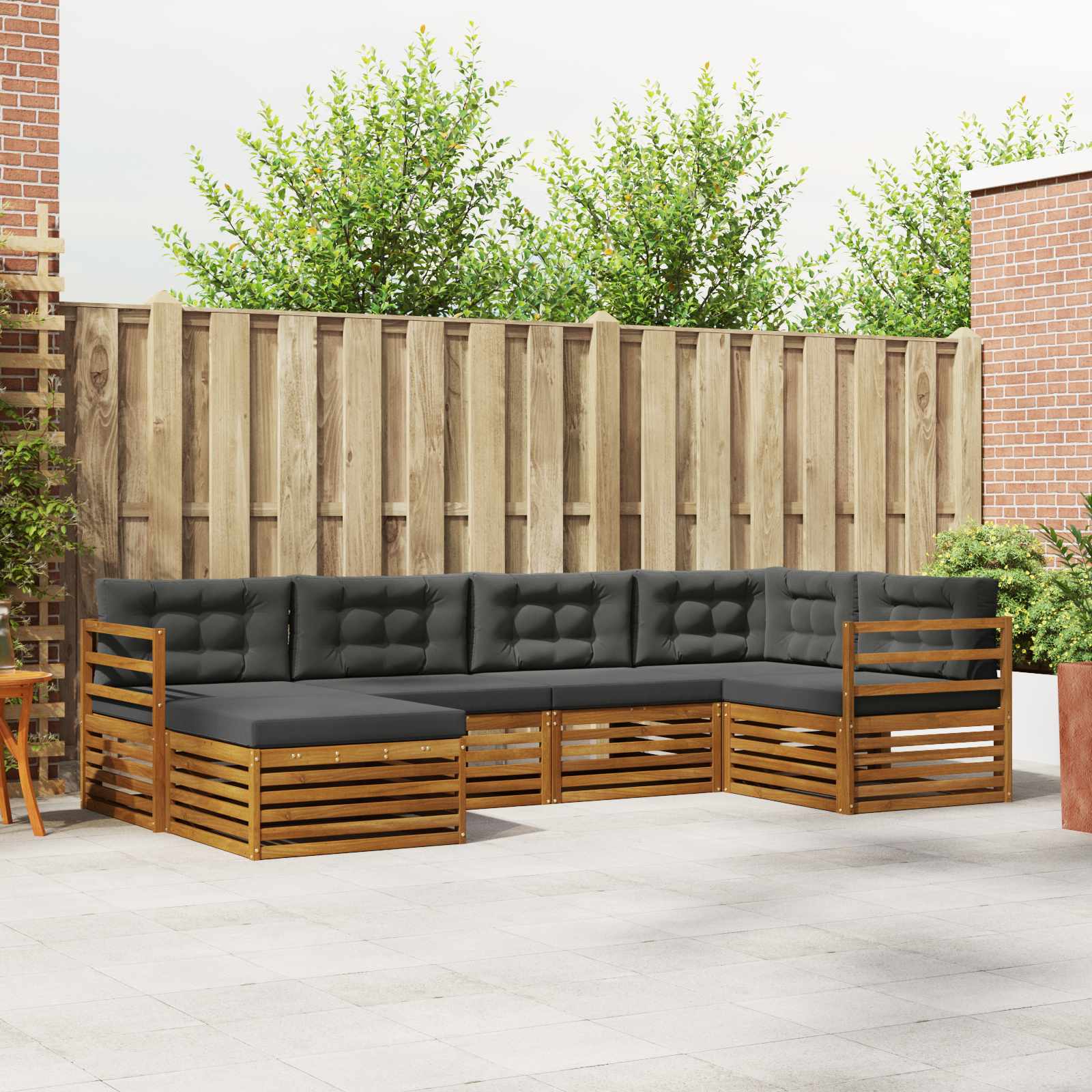 Conjunto de sofás de exterior 6 pcs Natural y Antracita