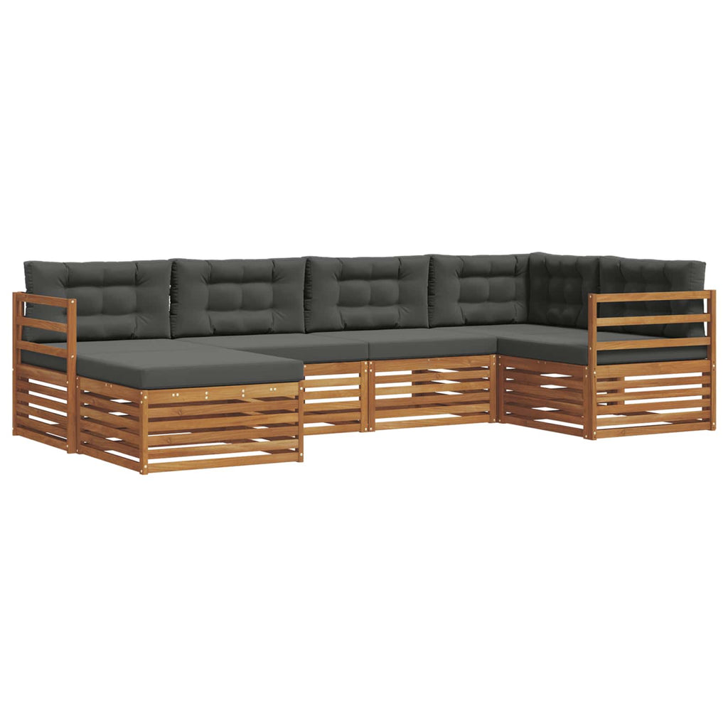 Conjunto de sofás de exterior 6 pcs Natural y Antracita