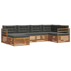 Conjunto de sofás de exterior 6 pcs Natural y Antracita