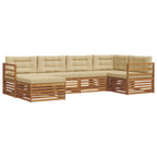 Conjunto de sofás de exterior con cojín 6 pcs Natural y Beige