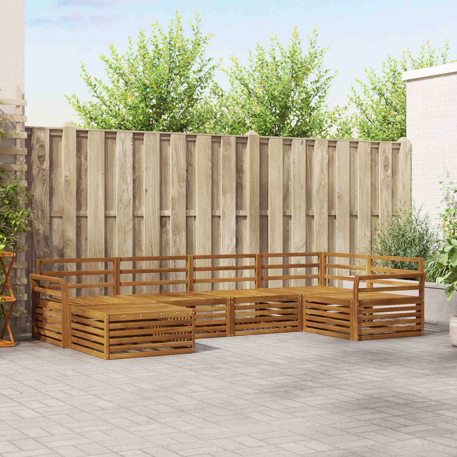 Conjunto de sofás de exterior 6 pcs Natural