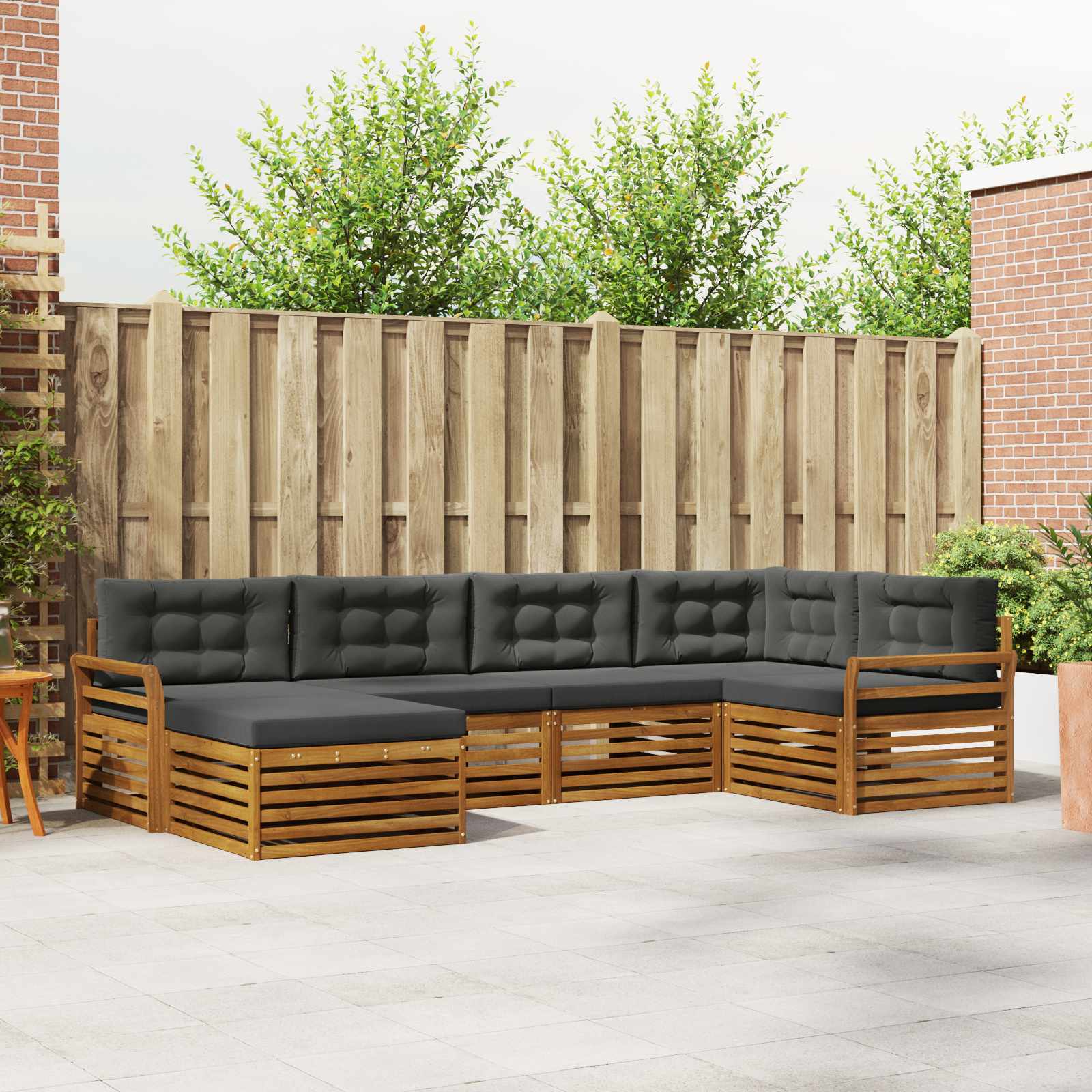 Conjunto de sofás de exterior 6 pcs Natural y Antracita