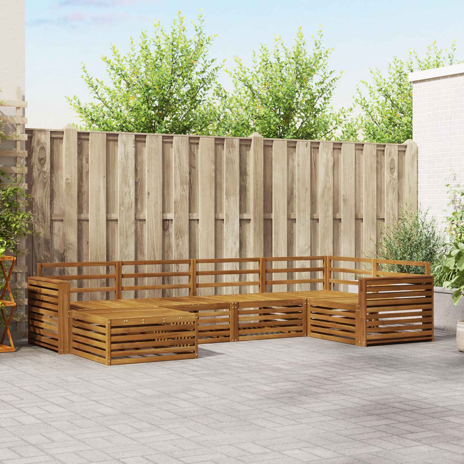 Conjunto de sofás de exterior 6 pcs Natural