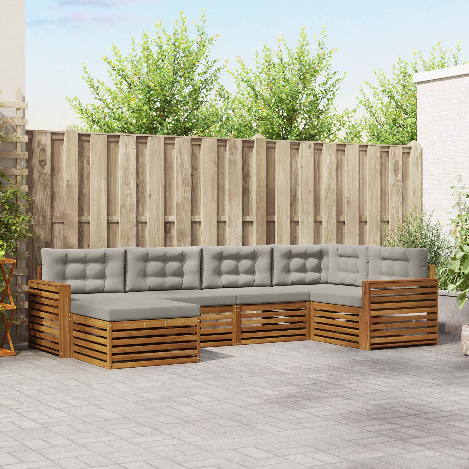Conjunto de sofás de exterior 6 pcs Gris Natural y Claro