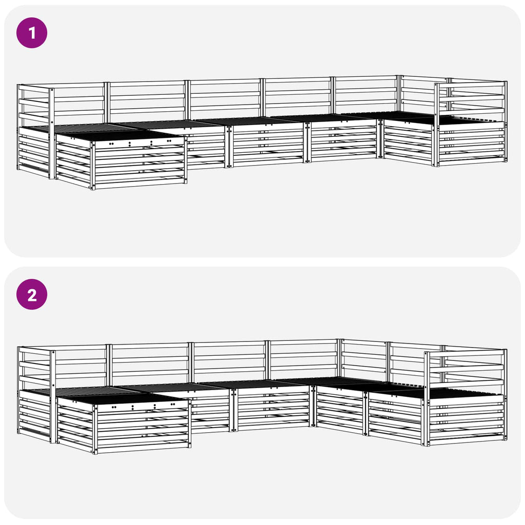 Conjunto de sofás de exterior 7 pcs Natural
