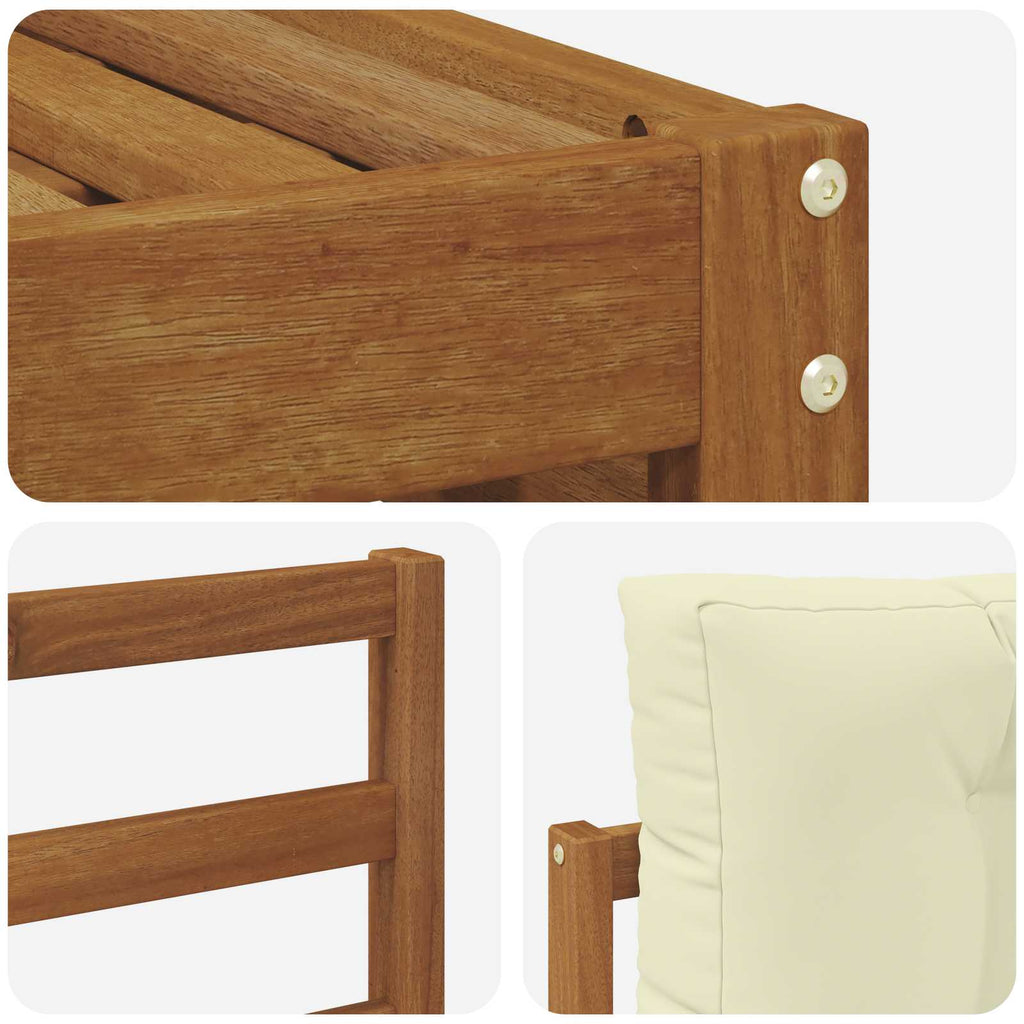 Conjunto de sofás de exterior con cojín 7 pcs Natural y Crema