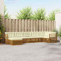 Conjunto de sofás de exterior con cojín 7 pcs Natural y Crema