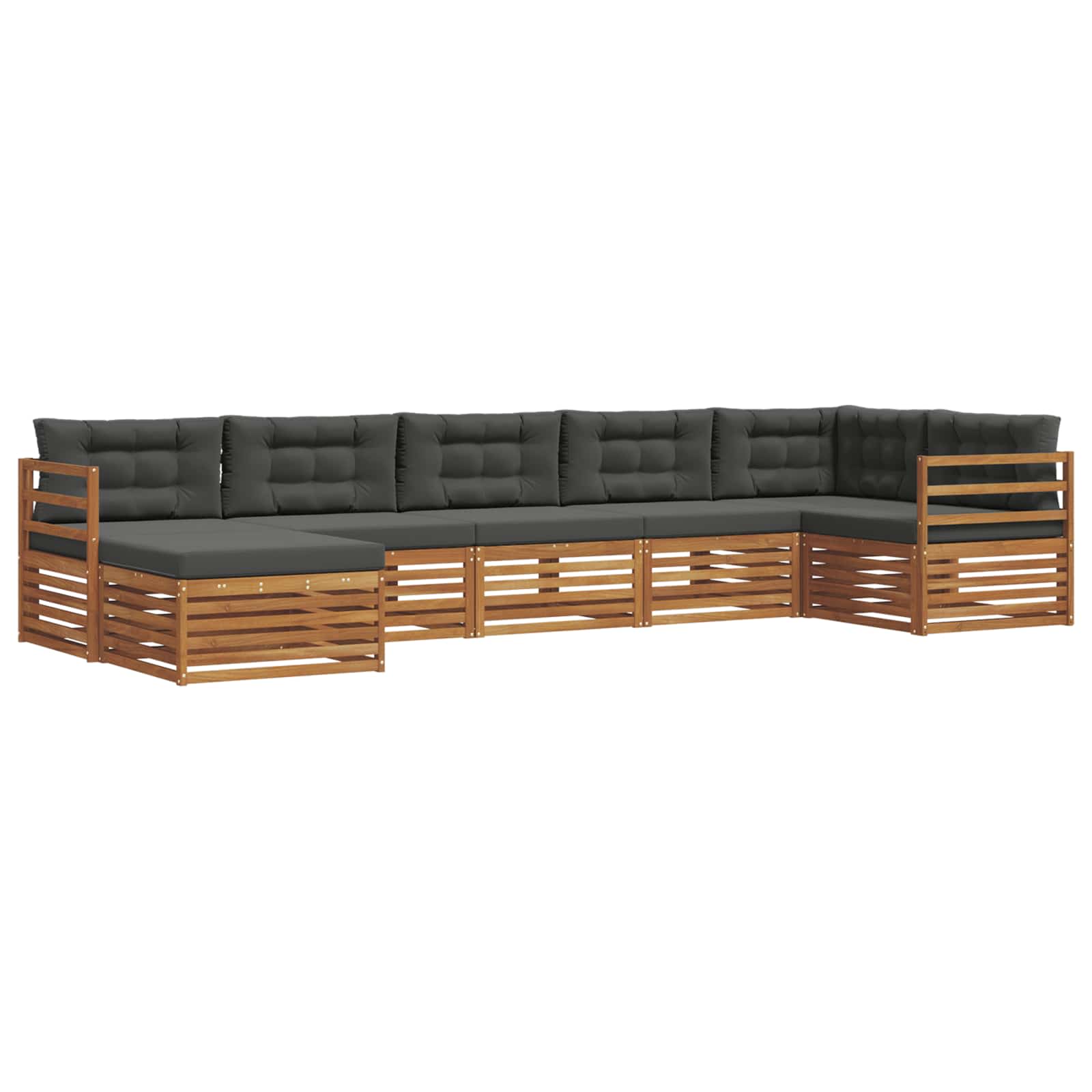 Conjunto de sofás de exterior 7 pcs Natural y Antracita