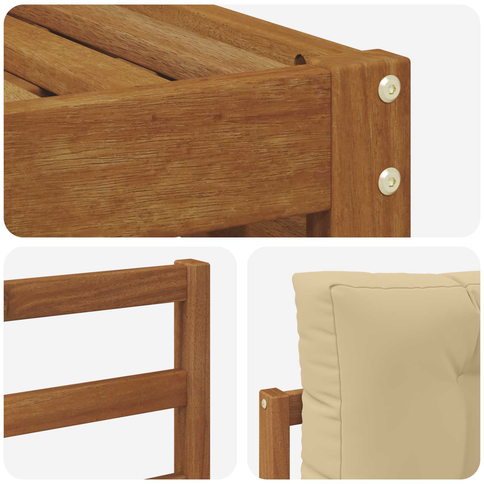 Conjunto de sofás de exterior con cojín 7 pcs Natural y Beige