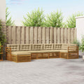 Conjunto de sofás de exterior con cojín 7 pcs Natural y Beige