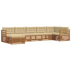 Conjunto de sofás de exterior con cojín 7 pcs Natural y Beige