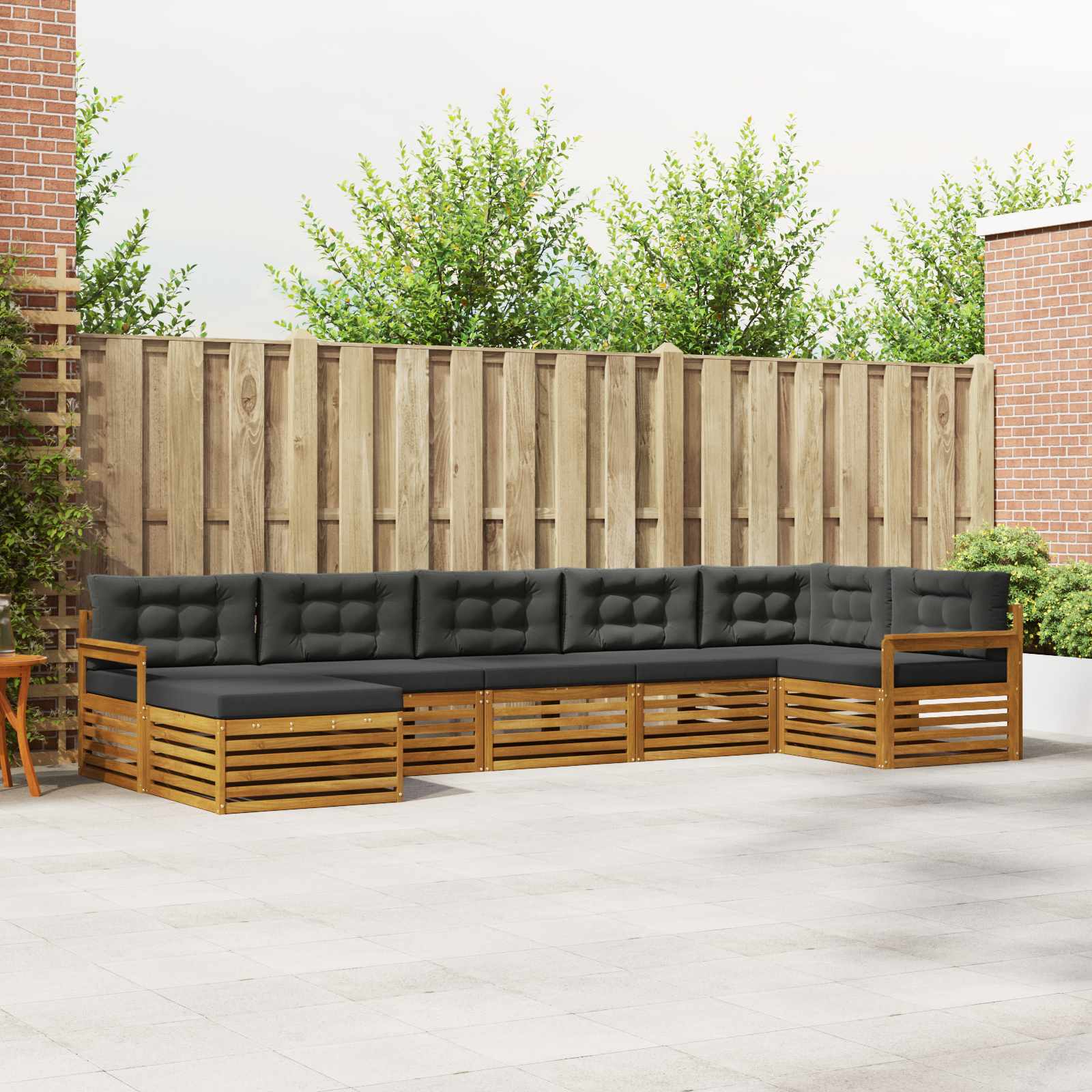Conjunto de sofás de exterior 7 pcs Natural y Antracita
