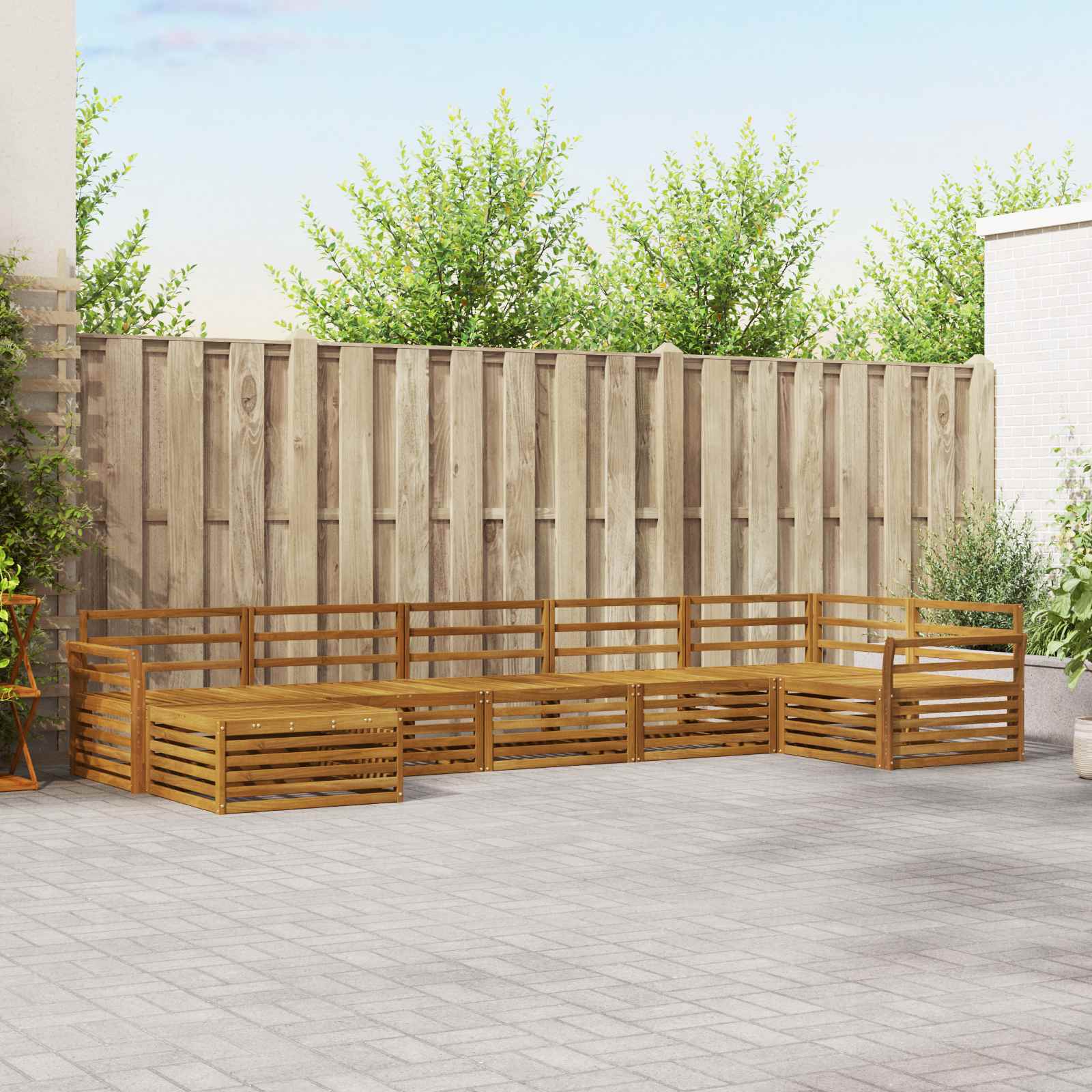 Conjunto de sofás de exterior 7 pcs Natural
