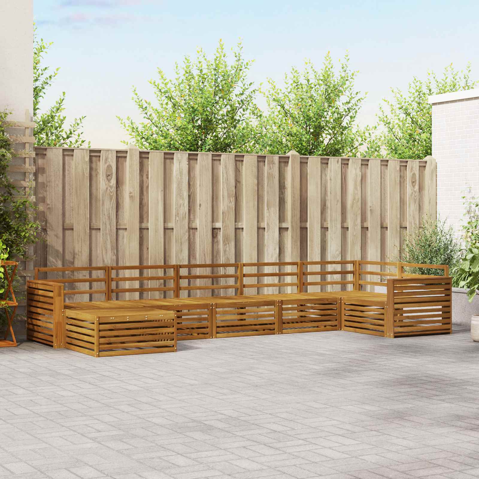 Conjunto de sofás de exterior 7 pcs Natural