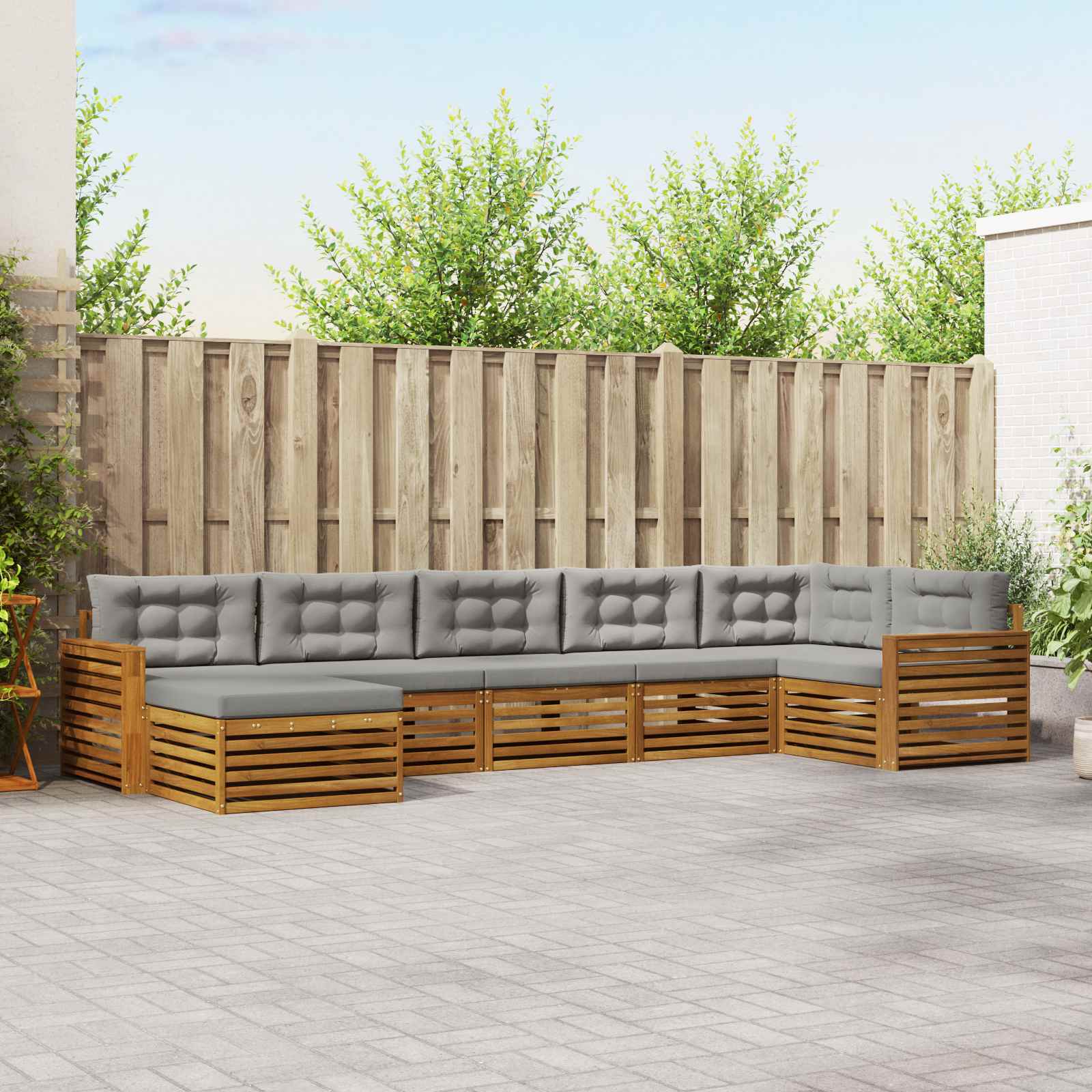 Conjunto de sofás de exterior 7 pcs Gris Natural y Claro