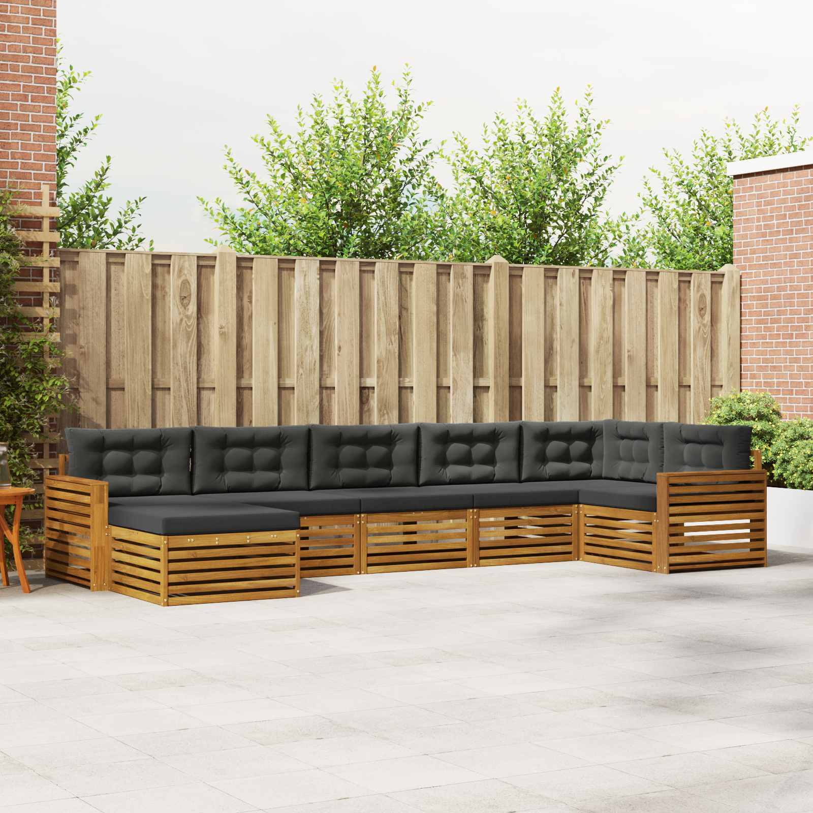Conjunto de sofás de exterior 7 pcs Natural y Antracita