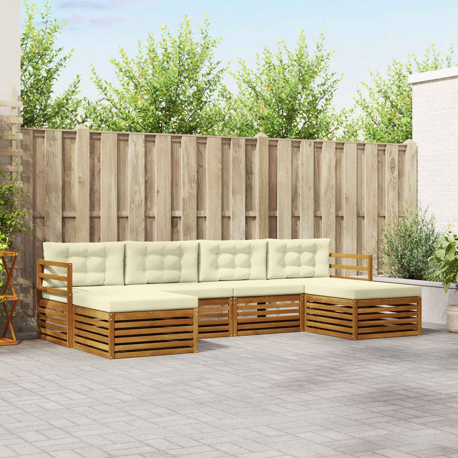 Conjunto de sofás de exterior 6 pcs Blanco 325 x 162,5 x 73 cm