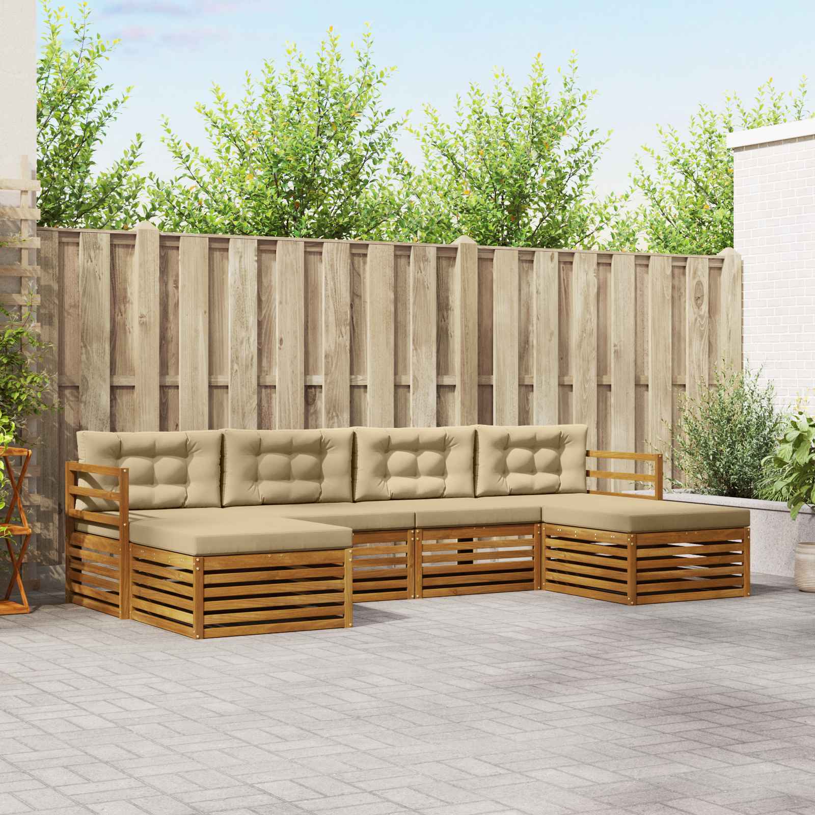 Conjunto de sofás de exterior 6 pcs Blanco 325 x 162,5 x 73 cm
