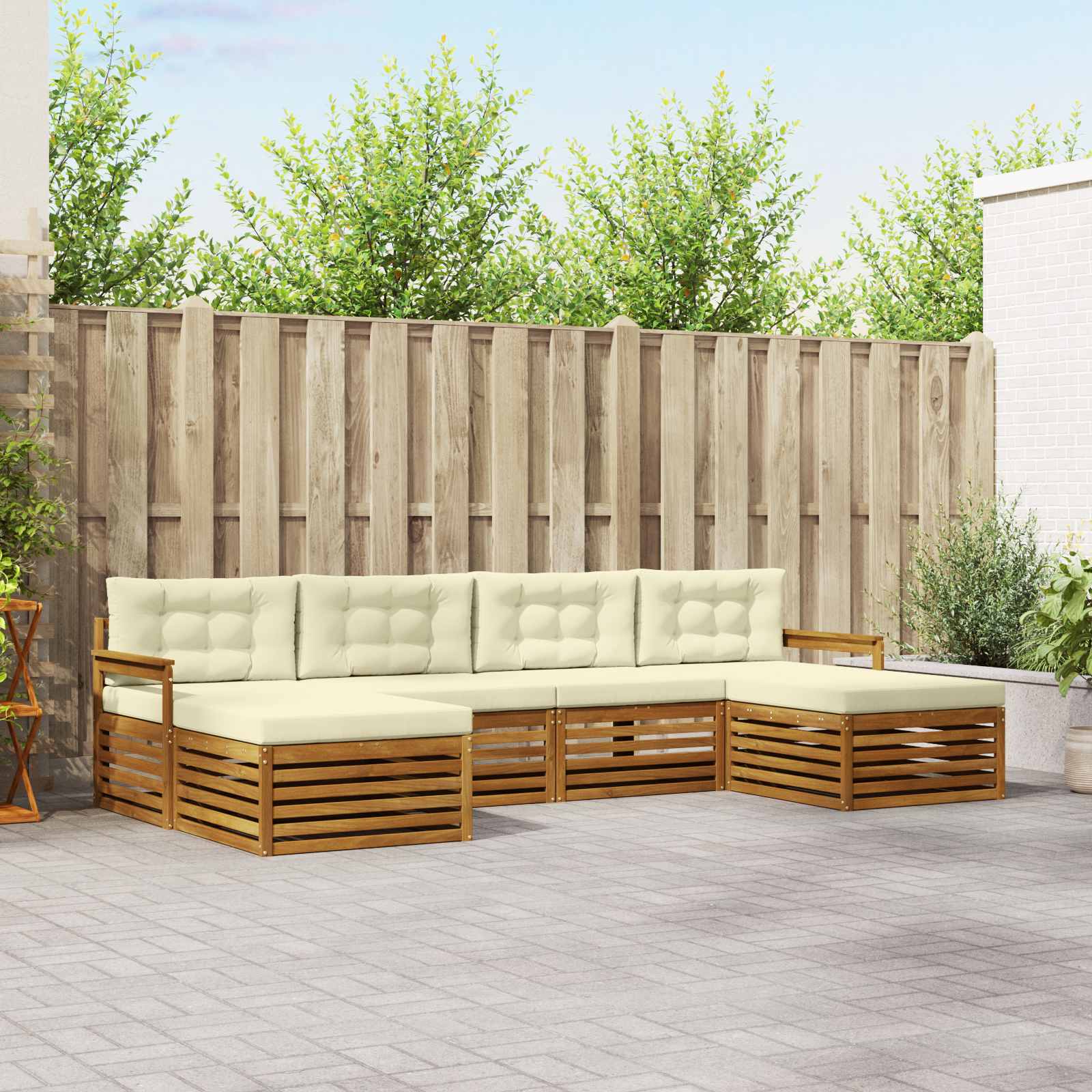 Conjunto de sofás de exterior 6 pcs Blanco 325 x 162,5 x 73 cm