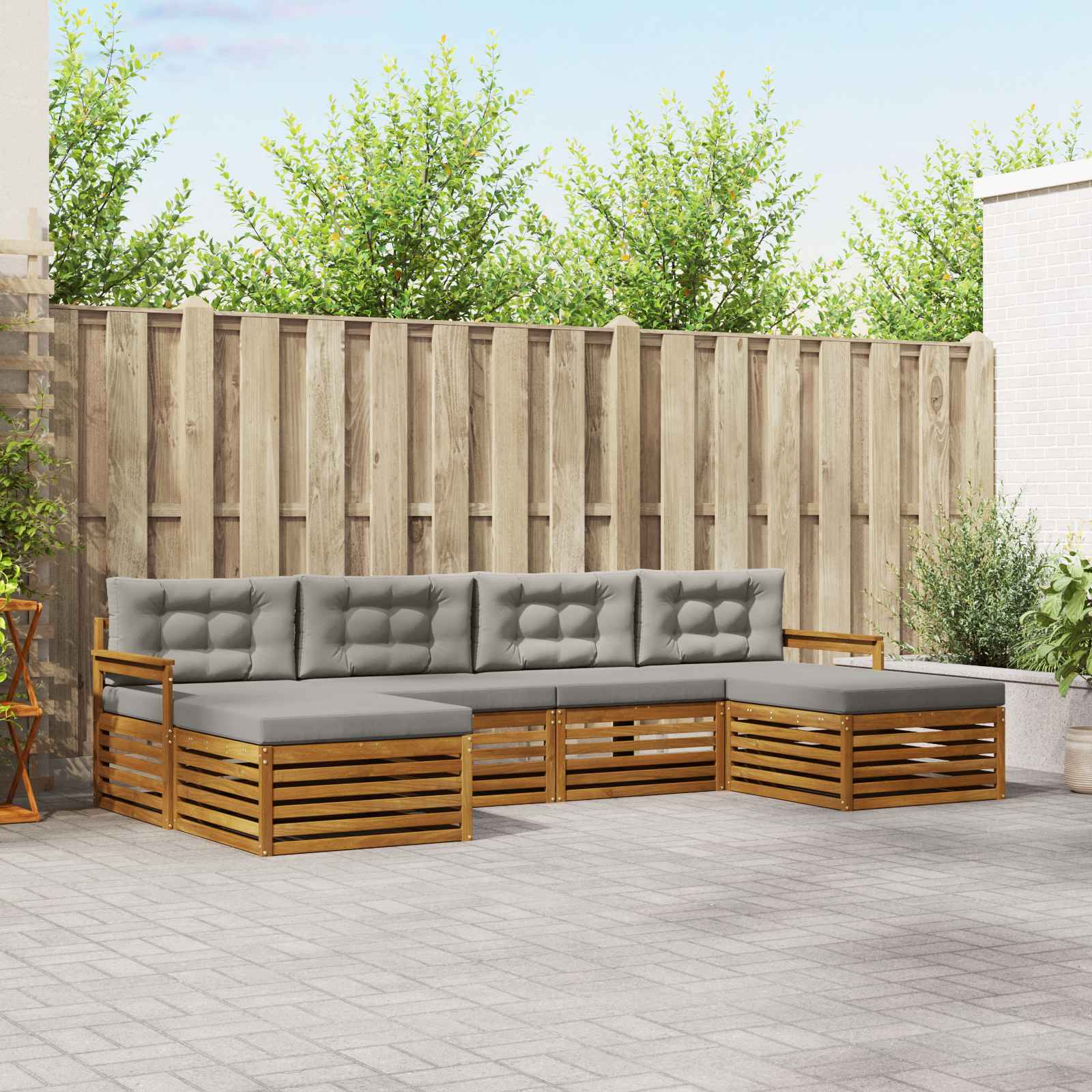 Conjunto de sofás de exterior 6 pcs Blanco 325 x 162,5 x 73 cm