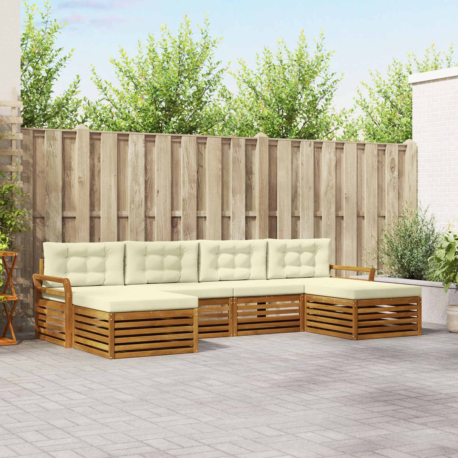 Conjunto de sofás de exterior 6 pcs Blanco 325 x 162,5 x 73 cm