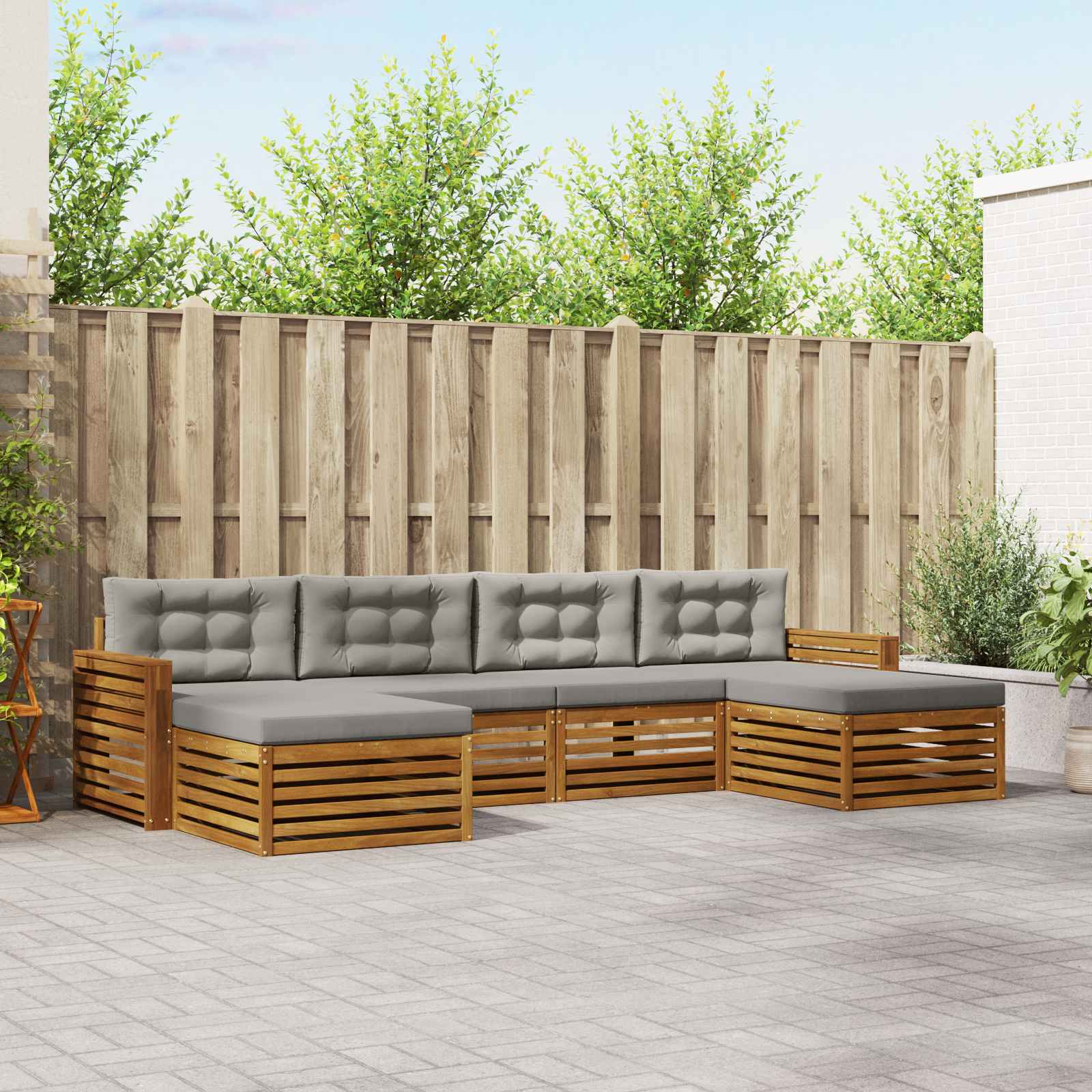 Conjunto de sofás de exterior 6 pcs Blanco 325 x 162,5 x 73 cm