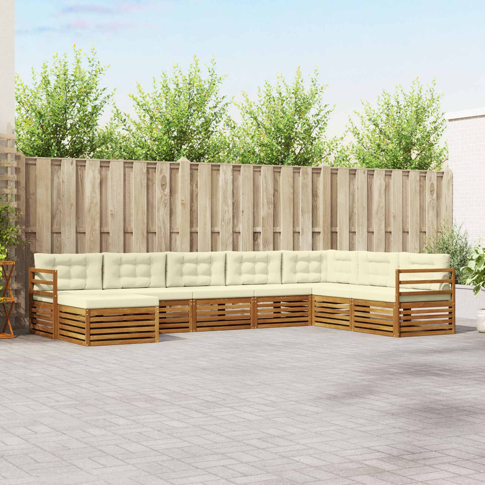 Conjunto de sofás de exterior 7 pcs Blanco