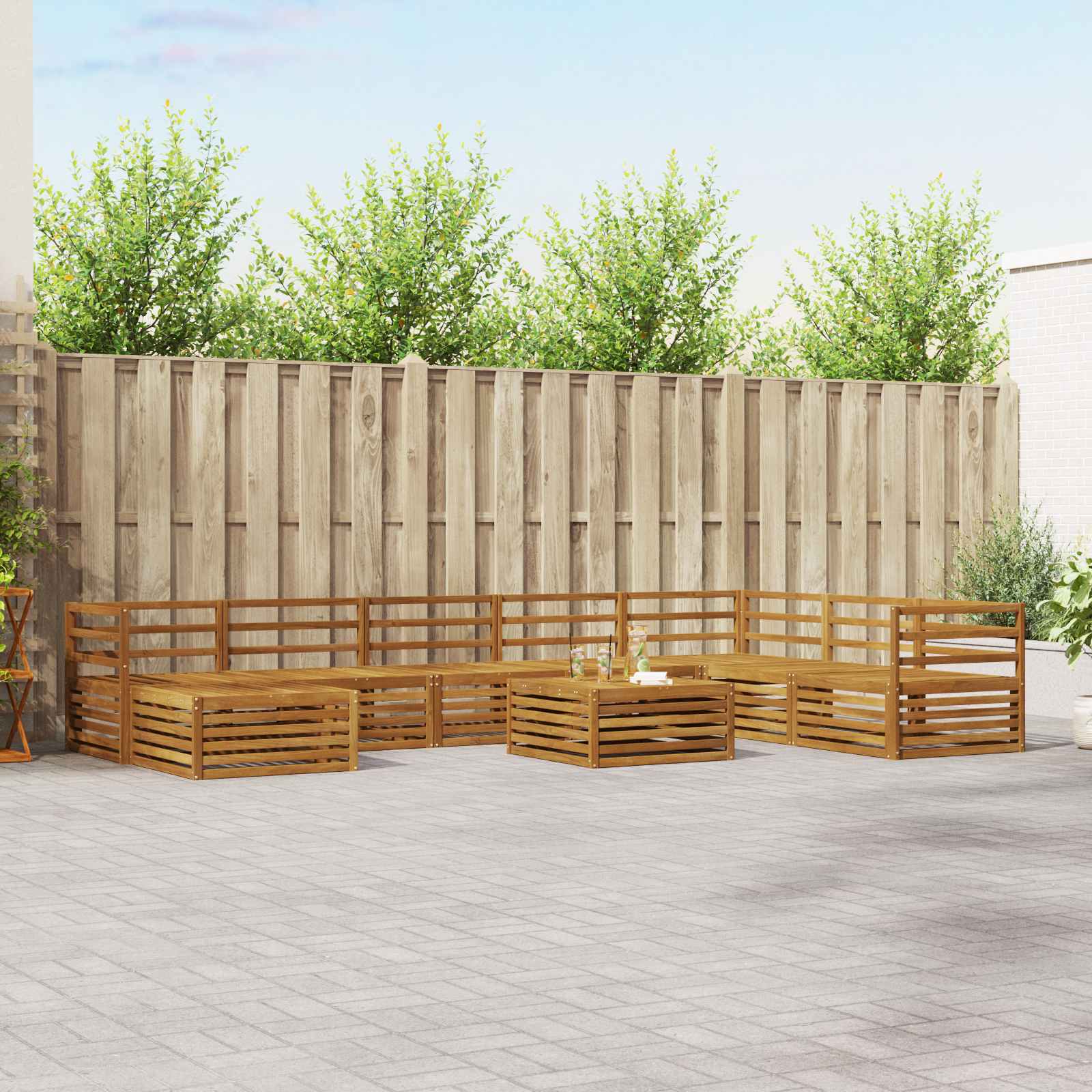 Conjunto de sofás de exterior 9 pcs Blanco y Antracita
