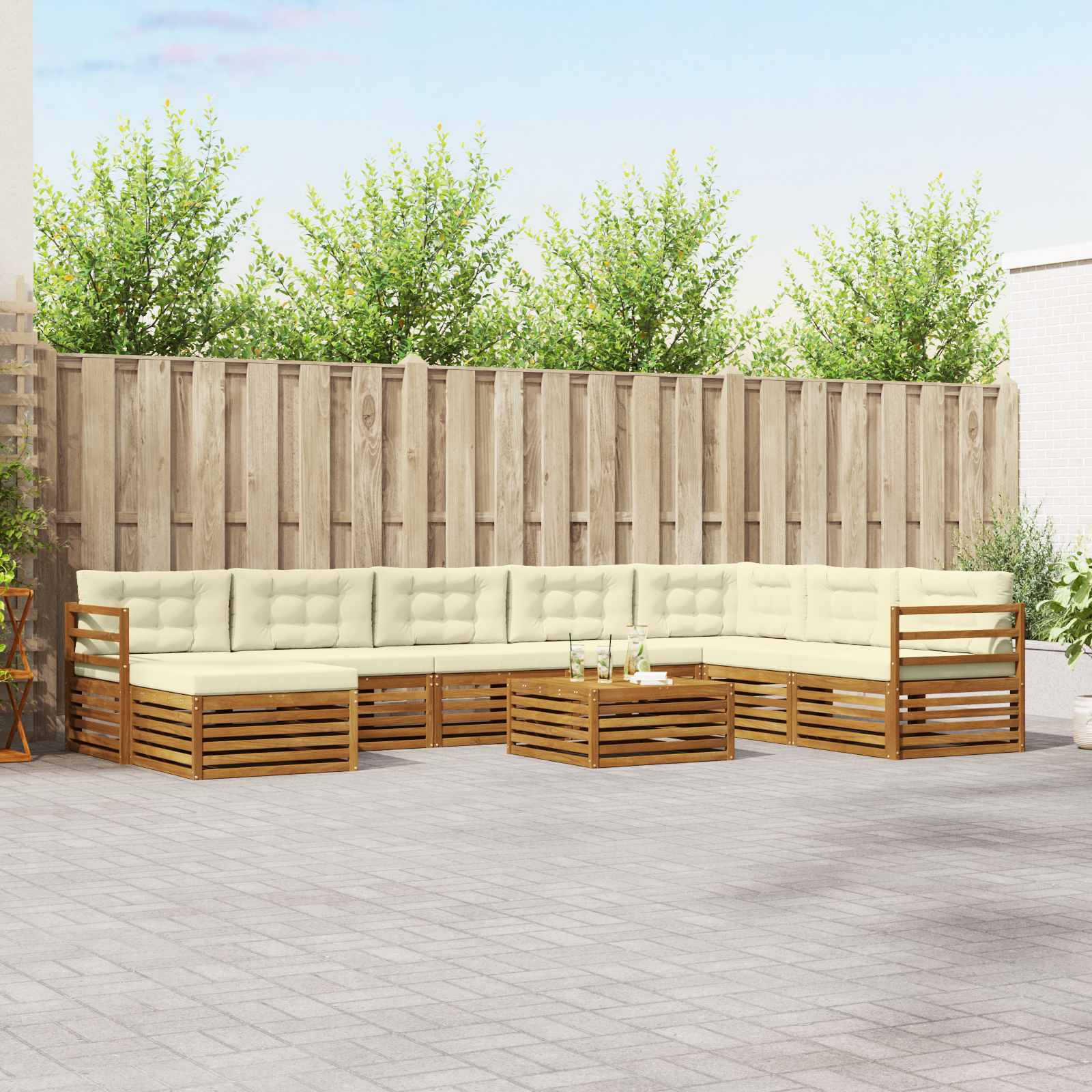 Conjunto de sofás de exterior 9 pcs Blanco y Antracita