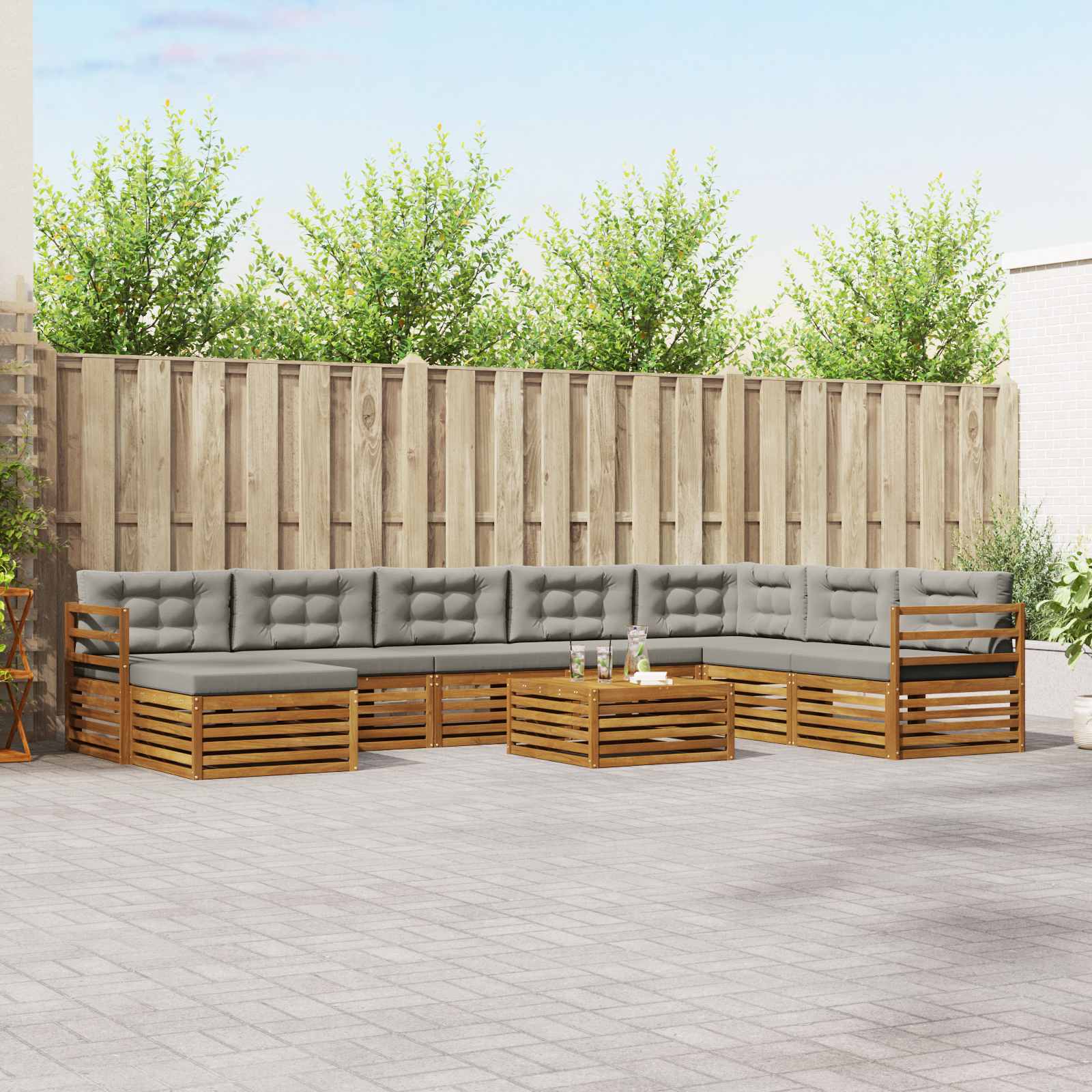 Conjunto de sofás de exterior 9 pcs Blanco y Antracita
