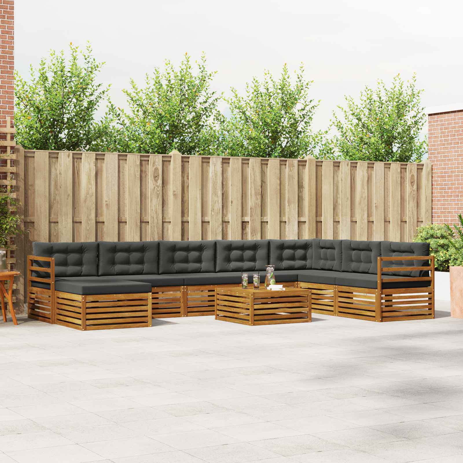 Conjunto de sofás de exterior 9 pcs Blanco y Antracita