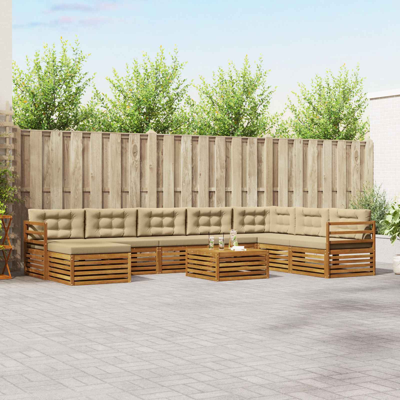 Conjunto de sofás de exterior 9 pcs Blanco y Antracita