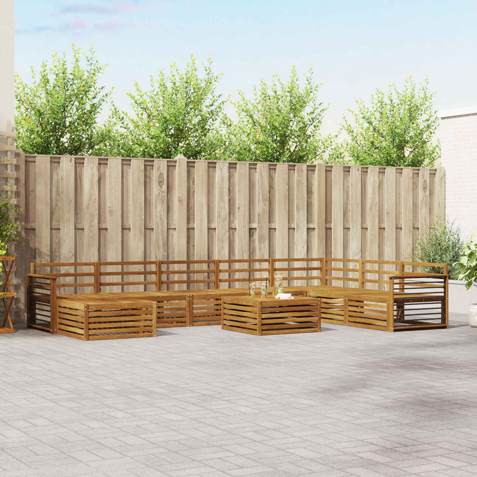 Conjunto de sofás de exterior 9 pcs Blanco y Antracita
