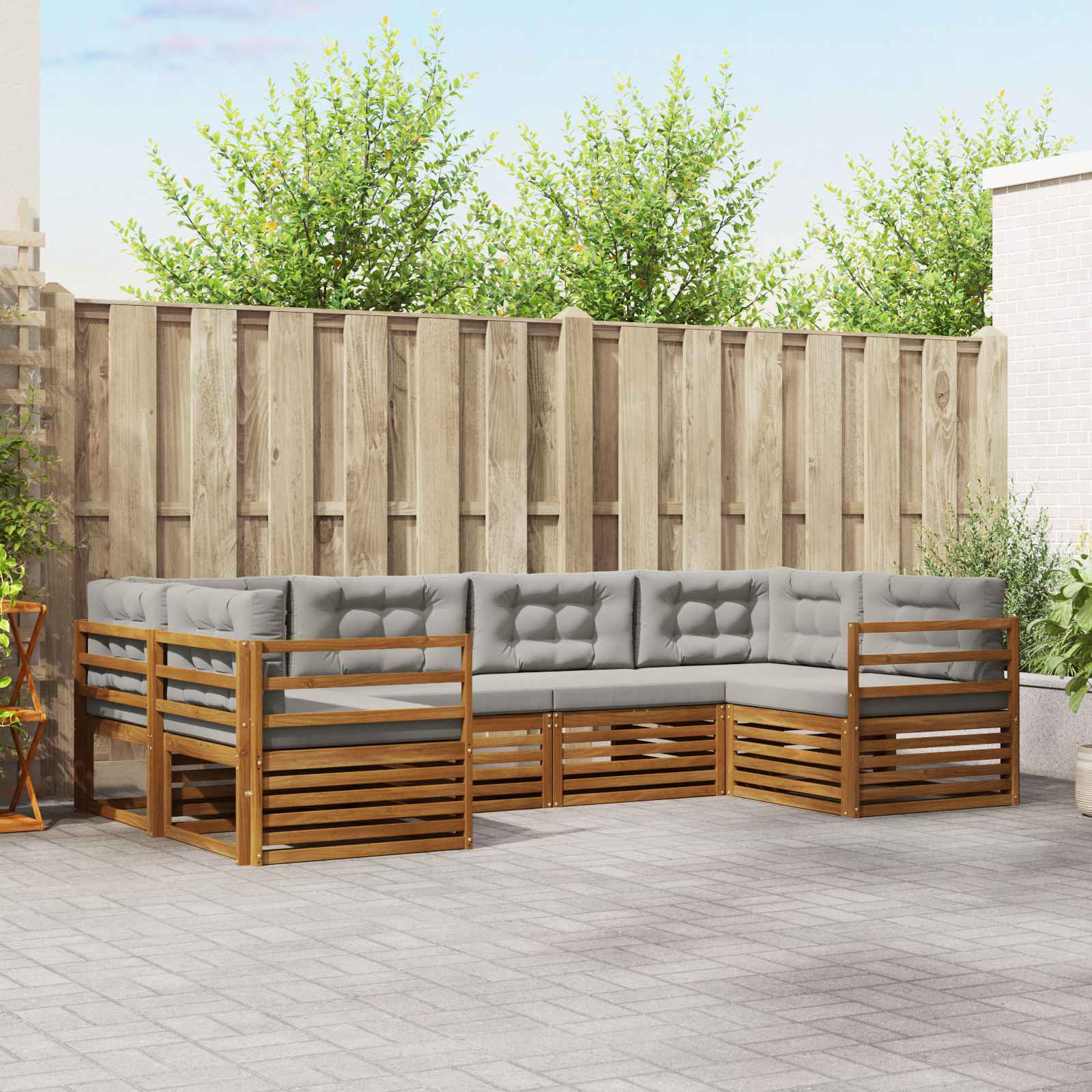 Conjunto de sofás de exterior 6 pcs Gris Natural y Claro