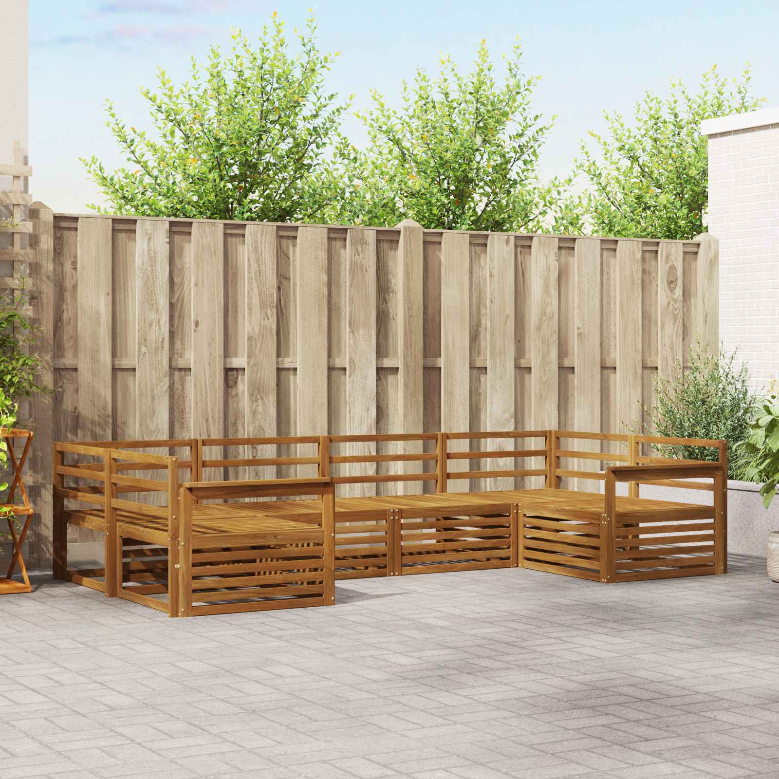Conjunto de sofás de exterior 6 pcs Natural
