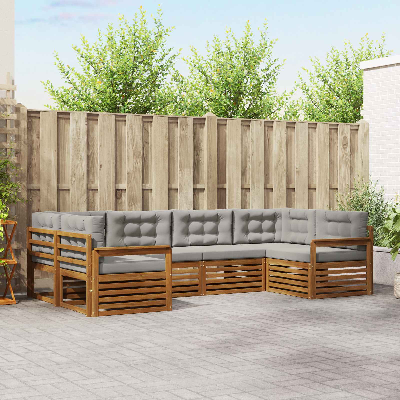 Conjunto de sofás de exterior 6 pcs Gris Natural y Claro