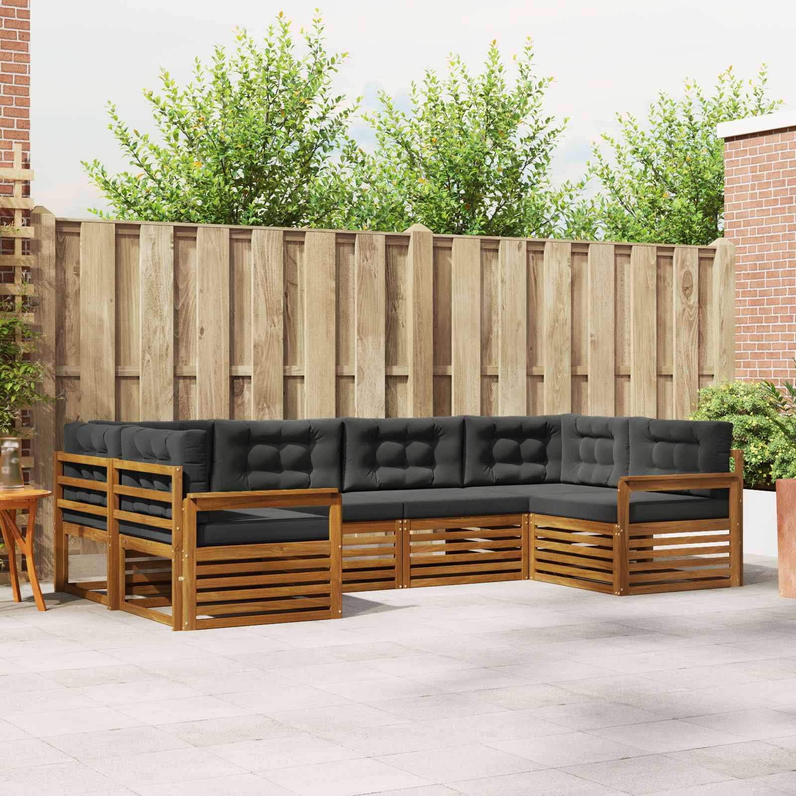 Conjunto de sofás de exterior 6 pcs Natural y Antracita