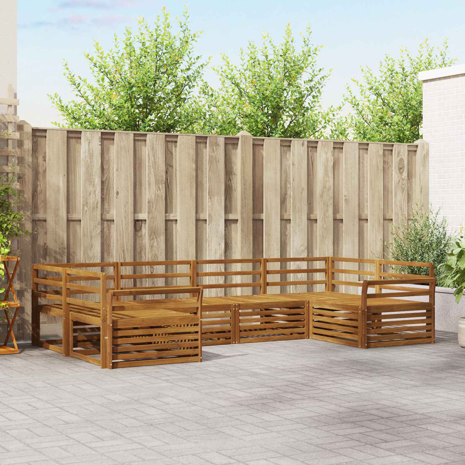 Conjunto de sofás de exterior 6 pcs Natural